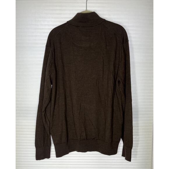 Orvis Sweater Mens Large Brown Merino Wool Knit 1/4 Zip Mock Neck Pullover - Picture 3 of 9